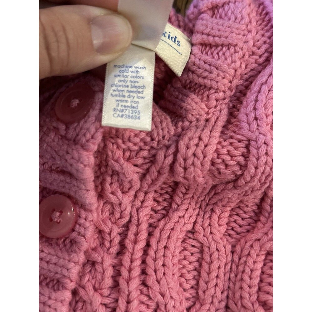 Pottery Barn Kids Outlet Cotton Cable Knit Pink Cardigan Sweater 0-3 mth Holiday - Picture 3 of 7
